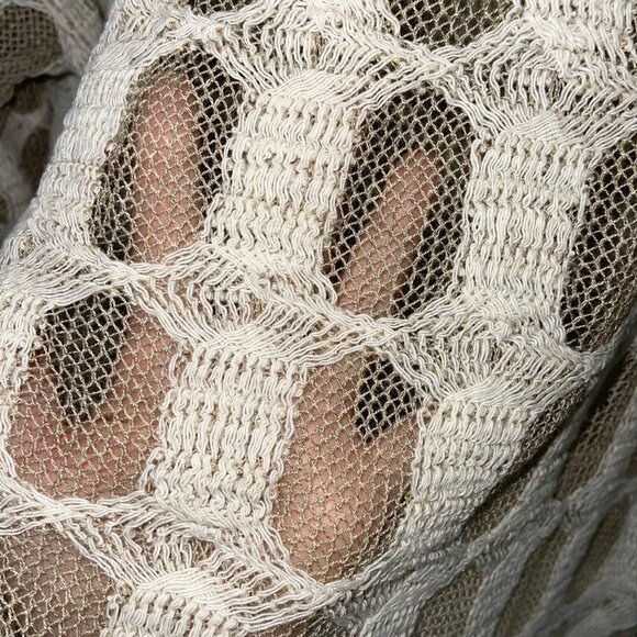 Positano Womens Sweater Size Medium Oversized Lagenlook Cotton Blend Tan White - Picture 7 of 13